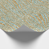 Pretty Aqua Mint Gold Glitter Zebra Print Cadeaupapier (Hoek)