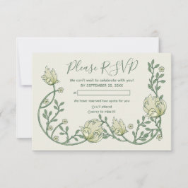 Pretty art nouveau flowers rsvp card