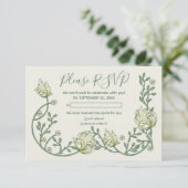 Pretty art nouveau flowers rsvp card (Staand voorkant)