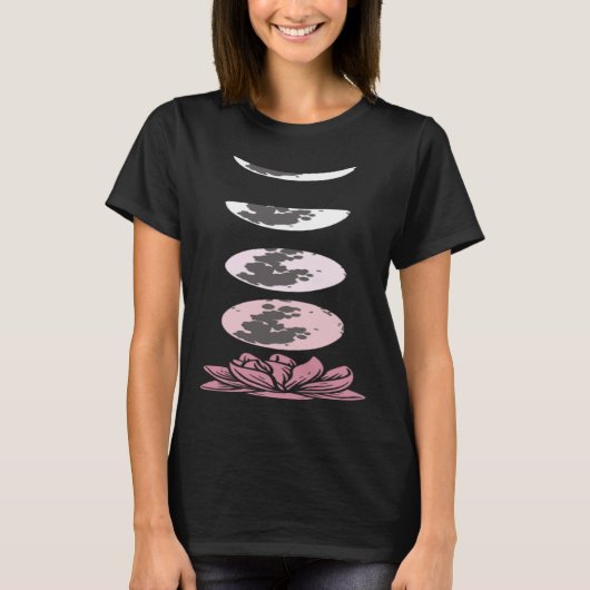 Pretty Attitude Womens Lotus Flower Moon Phases Yo T-shirt (Voorkant)