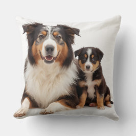 Pretty Australian Shepherd Mother and Daughter Kussen