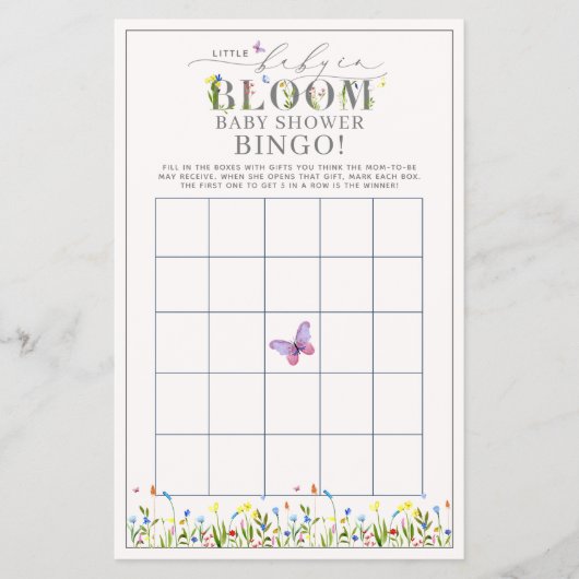 Pretty Baby in Bloom Wildflower Bingo Spel Flyer (Voorkant)