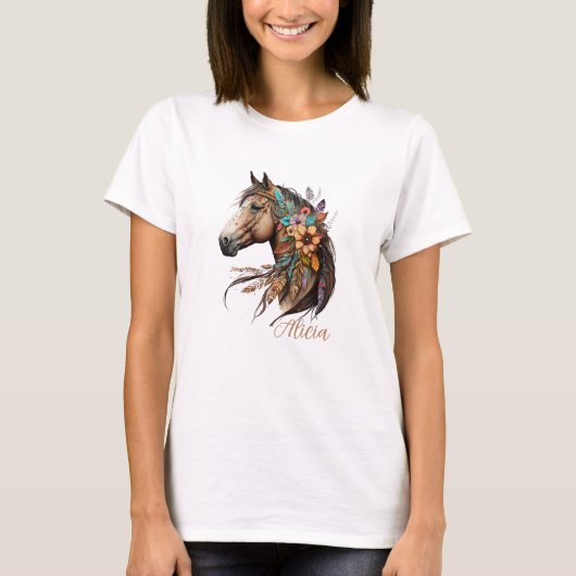 Pretty Bay Horse T-Shirt with Name (Voorkant)