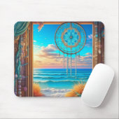 Pretty Beachy Droomvanger op Venster  Muismat (Met muis)