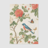 Pretty Bird and Butterflies with Peony Branches Tissuepapier (Voorkant)