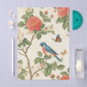 Pretty Bird and Butterflies with Peony Branches Tissuepapier (Craft)