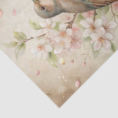 Pretty Bird Perched on White Floral Branch Tissuepapier (Detail)