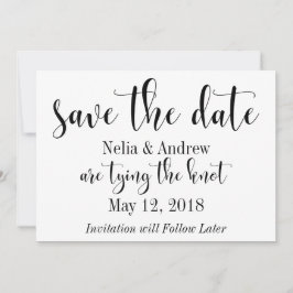 Pretty Black on White Typography Save the Date 2