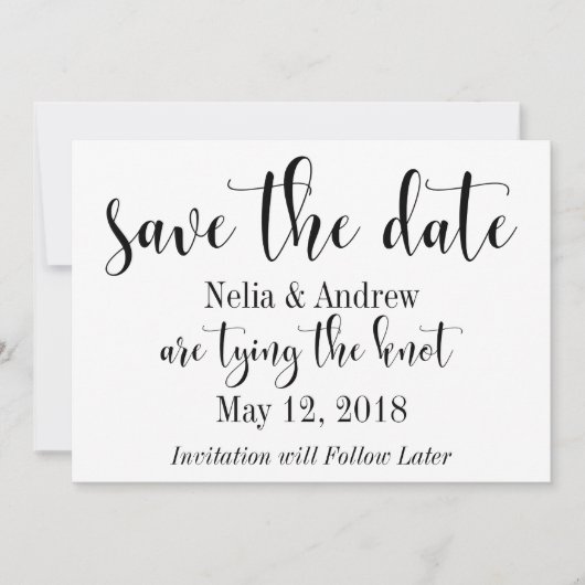 Pretty Black on White Typography Save the Date 2 (Voorkant)