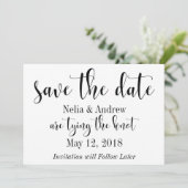 Pretty Black on White Typography Save the Date 2 (Staand voorkant)
