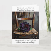 Pretty Black Rose on Rustic Chair | Anniversary Kaart (Voorkant)