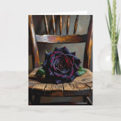 Pretty Black Rose on Rustic Chair Valentine's Day Kaart (Voorkant)
