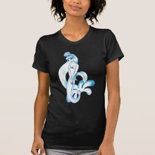 Pretty Blauwe Zeemeermin Lichtblauwe Achtergrond T-shirt