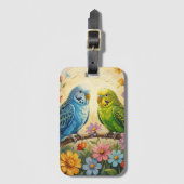 Pretty  Blue and Green Parakeets  Bagagelabel (Voorkant (verticaal))