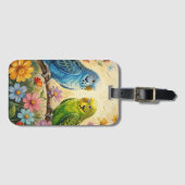 Pretty  Blue and Green Parakeets  Bagagelabel (Voorkant (horizontaal))