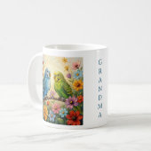 Pretty  Blue and Green Parakeets Personalized Koffiemok (Voorkant links)