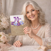 Pretty Blue and Purple Peony 70th Birthday Kaart