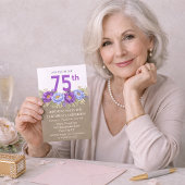 Pretty Blue and Purple Peony 75th Birthday Kaart