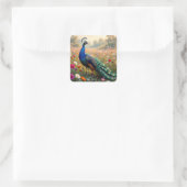 Pretty Blue and Turquoise Peacock   Vierkante Sticker (Tas)