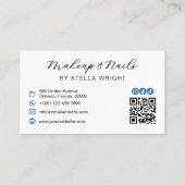 Pretty Blue Bow Beauty QR Code Visitekaartje (Achterkant)