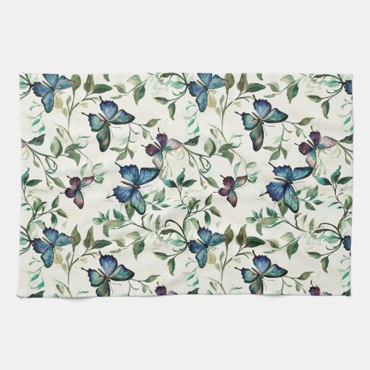 Pretty Blue Butterflies Bruidsuitnodiging Theedoek (Horizontaal)