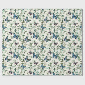 Pretty Blue Butterflies Bruiloftsfeest Cadeaupapier (Vlak)