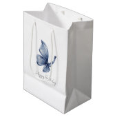 Pretty Blue Butterfly Birthday Medium Cadeauzakje (Voorkant Gekanteld)