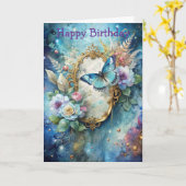 Pretty Blue Butterfly Kaart (Gele Bloem)