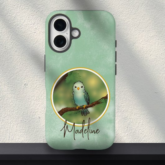 Pretty Blue Cute Bird Painting Aangepaste Naam  Case-Mate iPhone Case