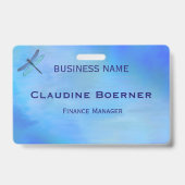 Pretty Blue Dragonfly Business Artist Crafter  Badge (Voorzijde)