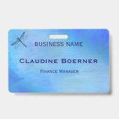 Pretty Blue Dragonfly Business Artist Crafter  Badge (Achterkant)