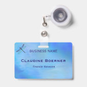 Pretty Blue Dragonfly Business Artist Crafter  Badge (Voorzijde met uittrekbare clip)