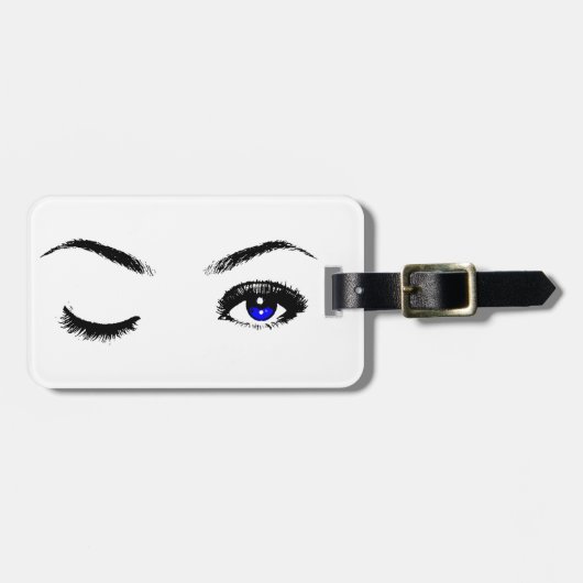Pretty Blue Eyes Knipogen Bagagelabel (Voorkant horizontaal)