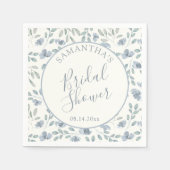 Pretty Blue Floral Bridal Shower  Servet (Voorkant)
