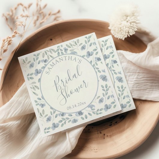 Pretty Blue Floral Bridal Shower  Servet