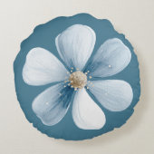 Pretty Blue Flower Rond Kussen (Achterkant)