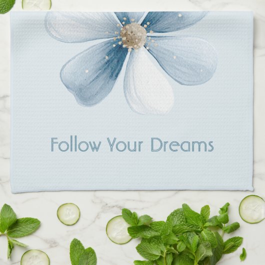 Pretty Blue Flower Theedoek (Gevouwen)