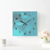 Pretty Blue Glass Design Wall Clock Vierkante Klok (Huis)