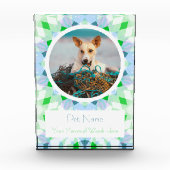 Pretty Blue Green Pet Cat Dog Memorial Keepsake Fotoblokken (Voorkant)