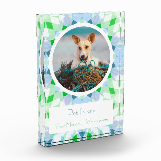 Pretty Blue Green Pet Cat Dog Memorial Keepsake Fotoblokken (Links)