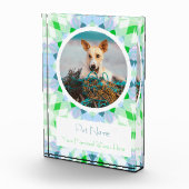 Pretty Blue Green Pet Cat Dog Memorial Keepsake Fotoblokken (Rechts)