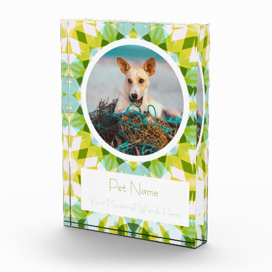 Pretty Blue Green Pet Cat Dog Memorial Keepsake Fotoblokken (Rechts)