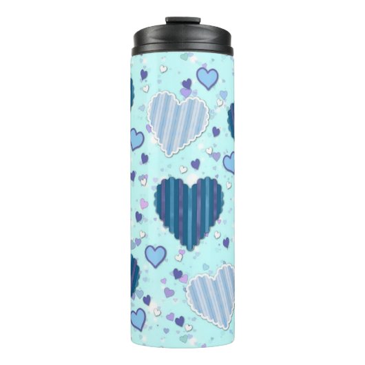 Pretty Blue Hearts Bekertje Thermosbeker (Voorkant)