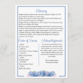 Pretty Blue Hydrangea Celebrating Life - Funeral Programmakaart (Achterkant)