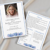 Pretty Blue Hydrangea Celebrating Life - Funeral Programmakaart