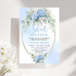 Pretty Blue Hydrangea Eucalyptus Sweet Sixteen  Kaart