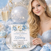 Pretty Blue Magnolia and Peony 25th Birthday Kaart