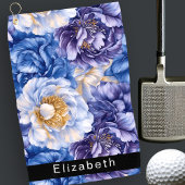 Pretty Blue Peony Personalized Golfhanddoek