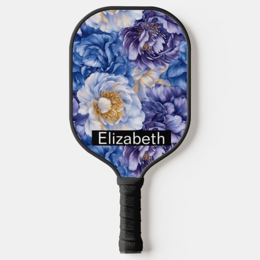 Pretty Blue Peony Personalized Pickleball Paddle (Voorkant)