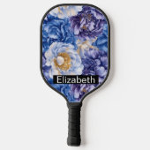 Pretty Blue Peony Personalized Pickleball Paddle (Achterkant)